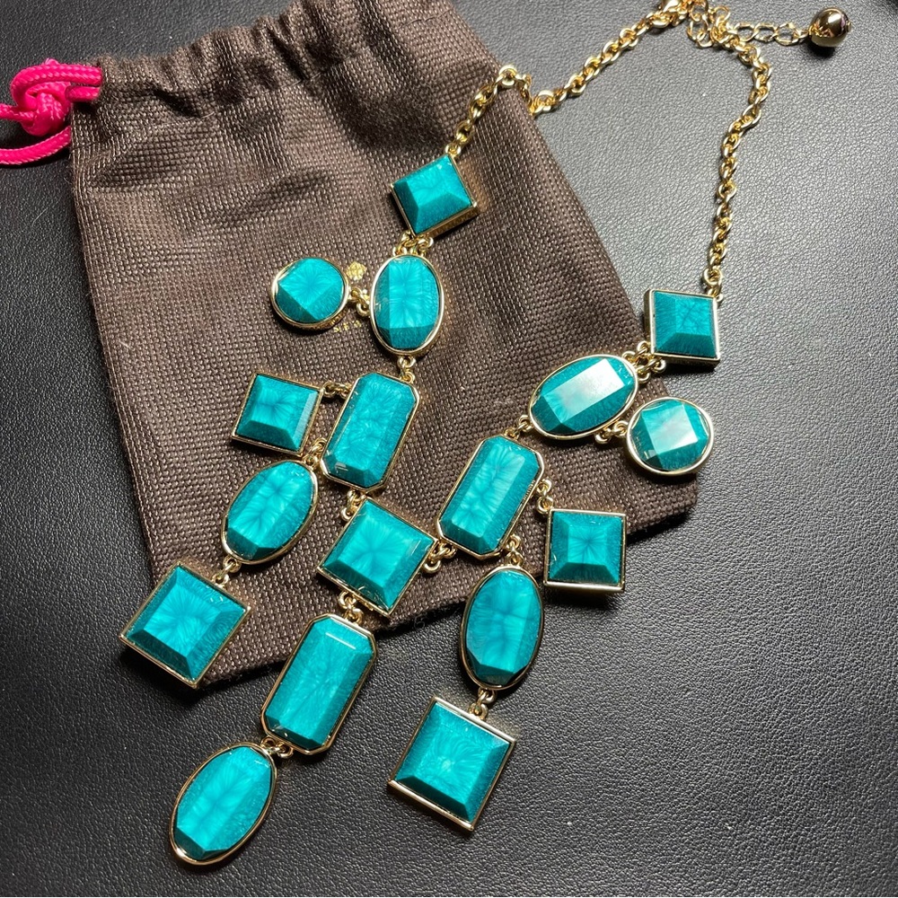 Kate Spade New York Sardinian Sun Bib Necklace, Turquoise 16" plus 2" Extension